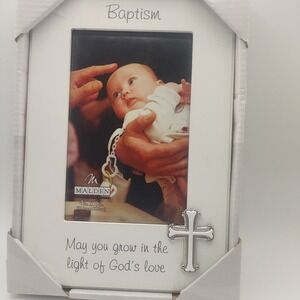 Malden Baptism Picture Frame Cross Accent Religious Gift New 4x6